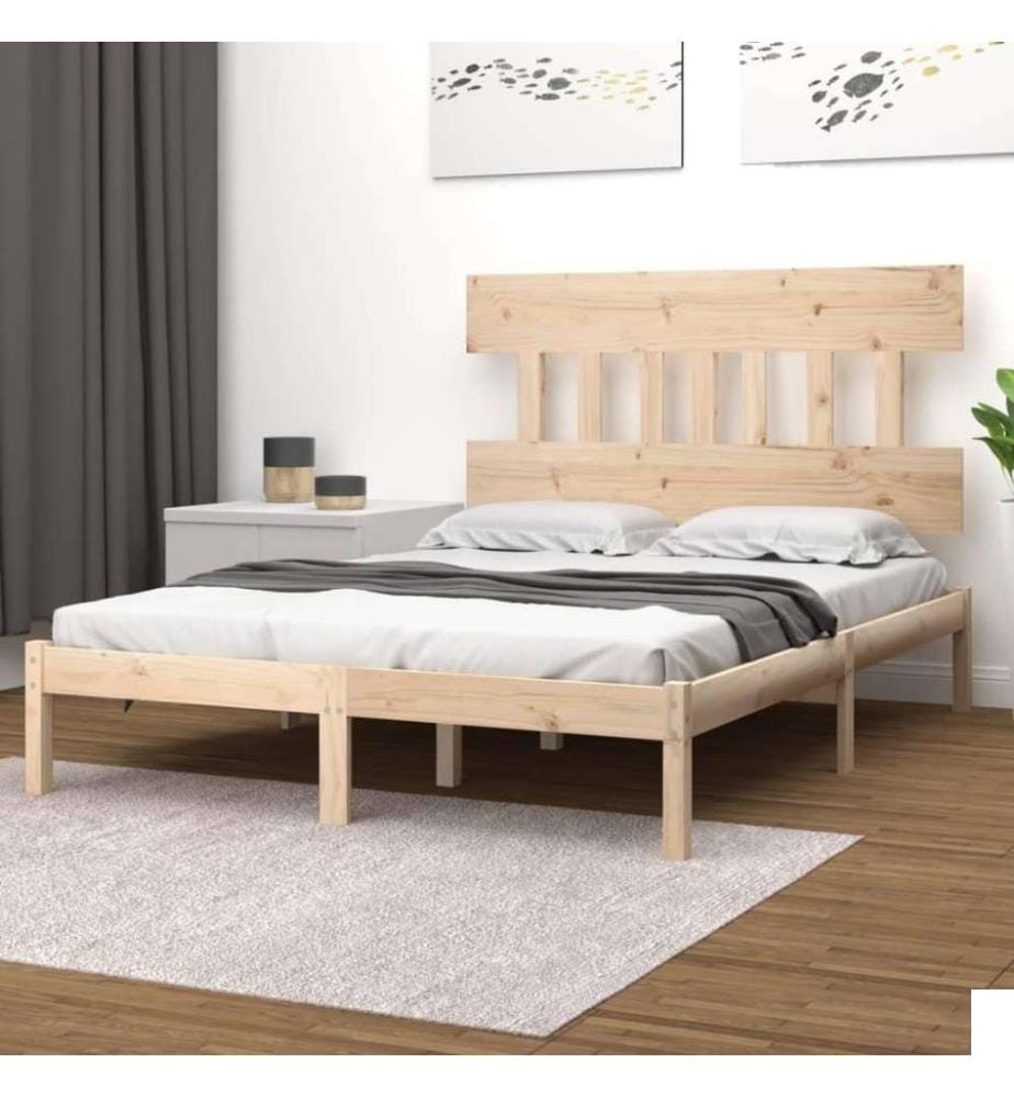 Cadre de lit Bois massif 140x190 cm