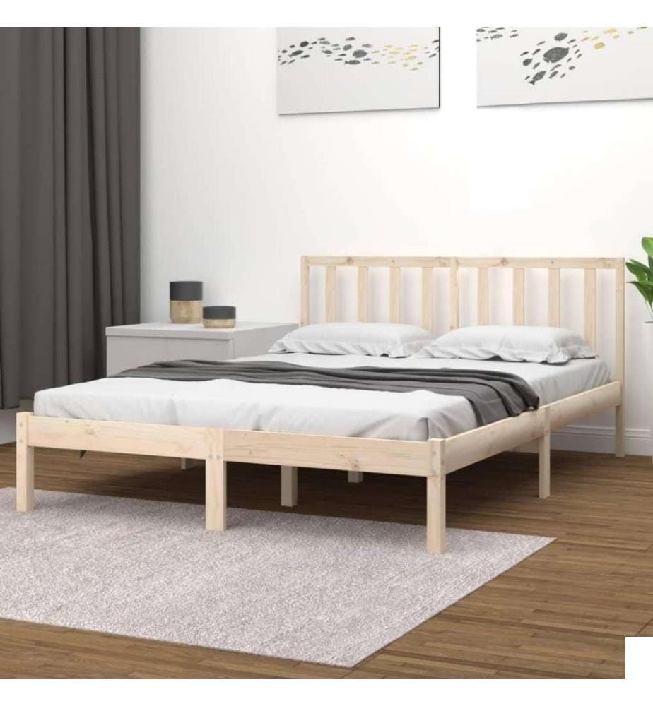 Cadre de lit Bois de pin massif 120x190 cm Petit Double