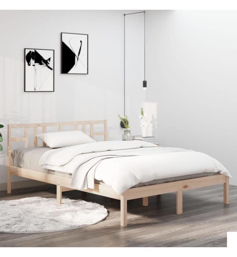 Cadre de lit Bois massif 135x190 cm Double