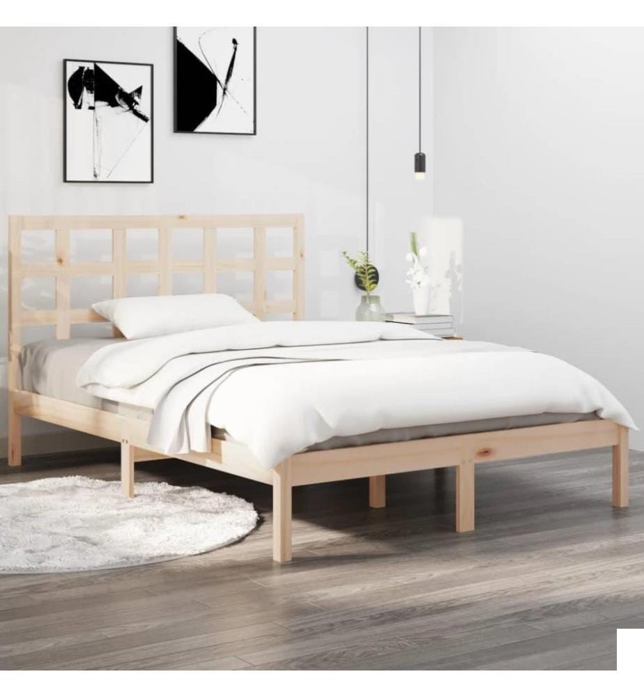 Cadre de lit Bois massif 140x190 cm