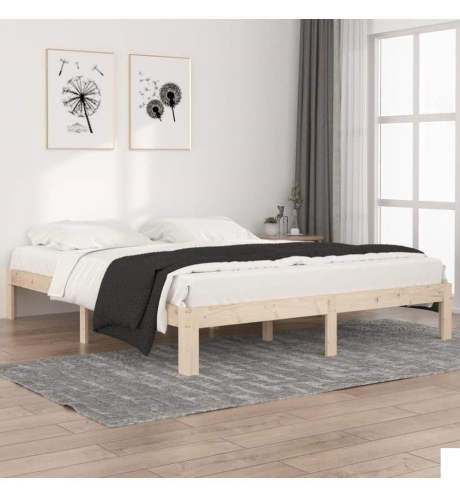 Cadre de lit Bois de pin massif 160x200 cm