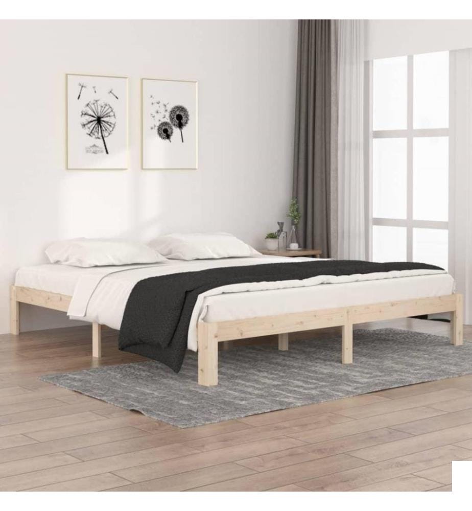 Cadre de lit Bois massif 180x200 cm Super King