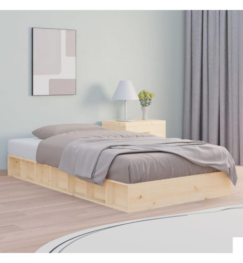 Cadre de lit 135x190 cm Double Bois massif