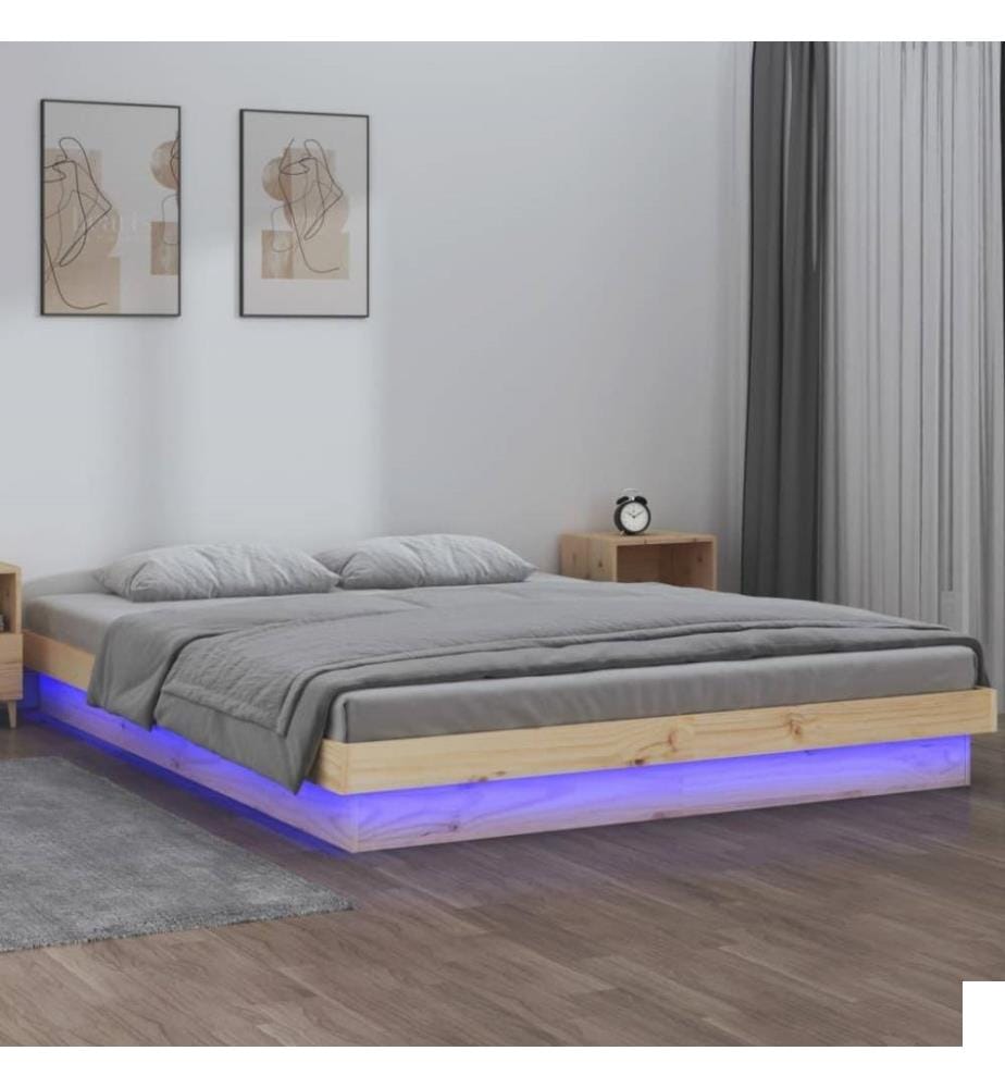 Cadre de lit à LED 120x190 cm petit double bois massif