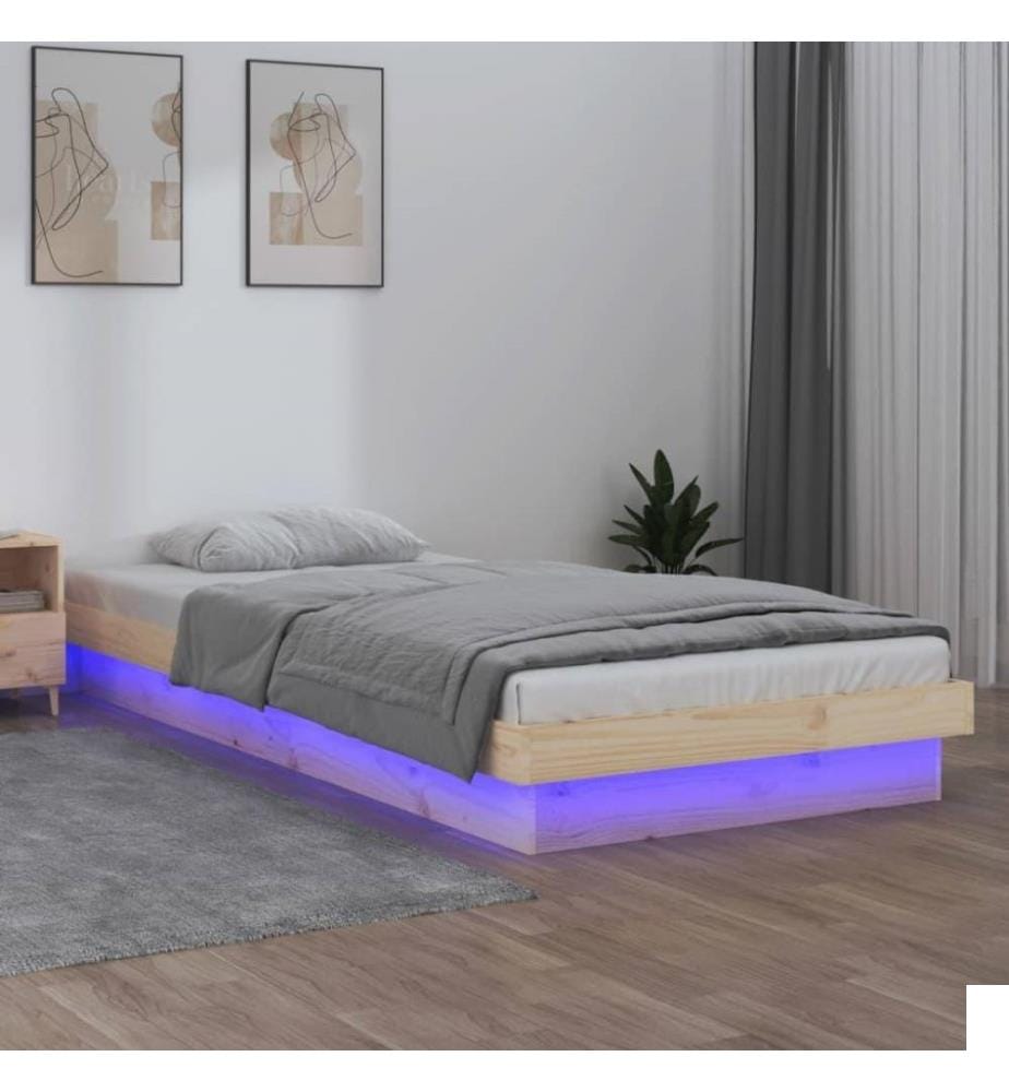 Cadre de lit à LED 90x190 cm Simple Bois massif
