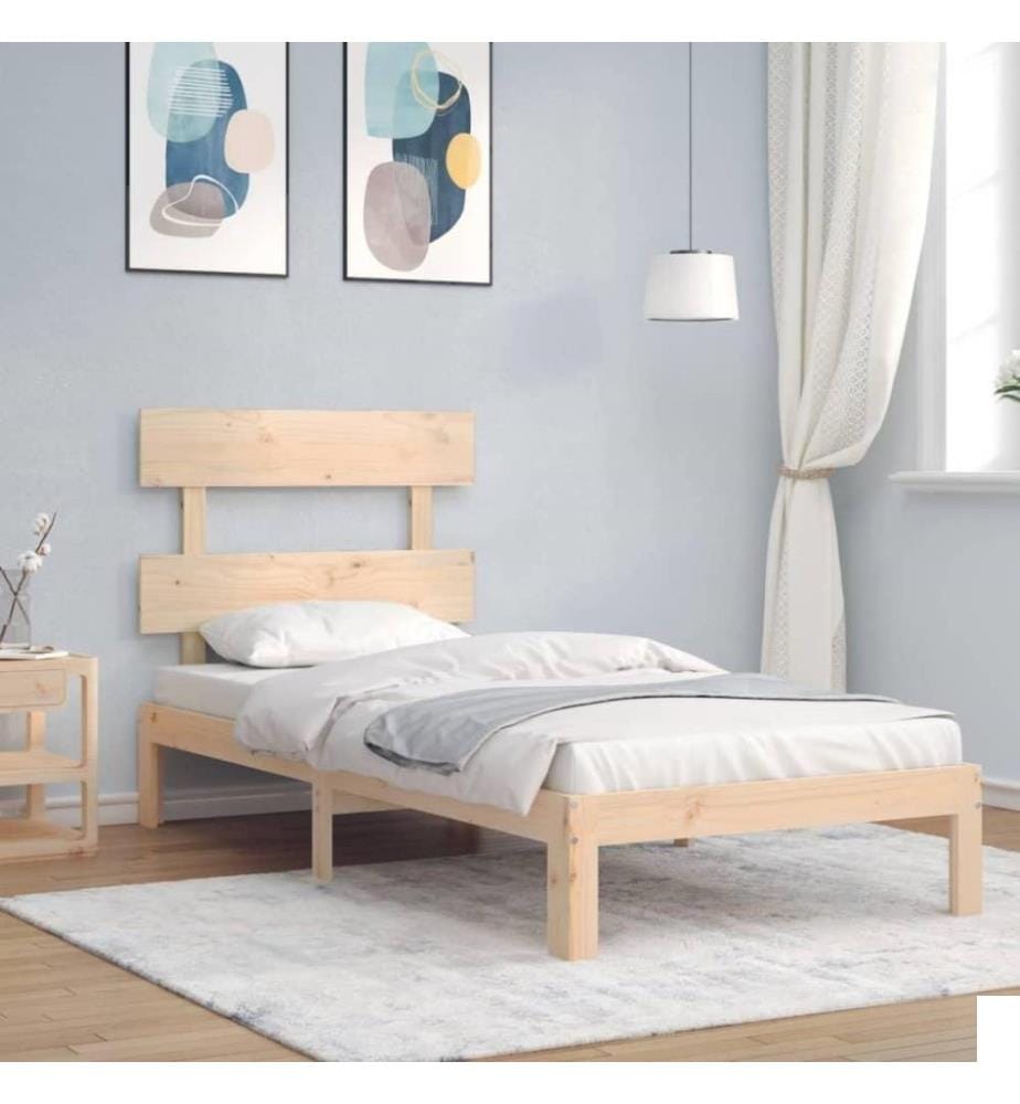 Cadre de lit avec tête de lit 90x200 cm bois massif
