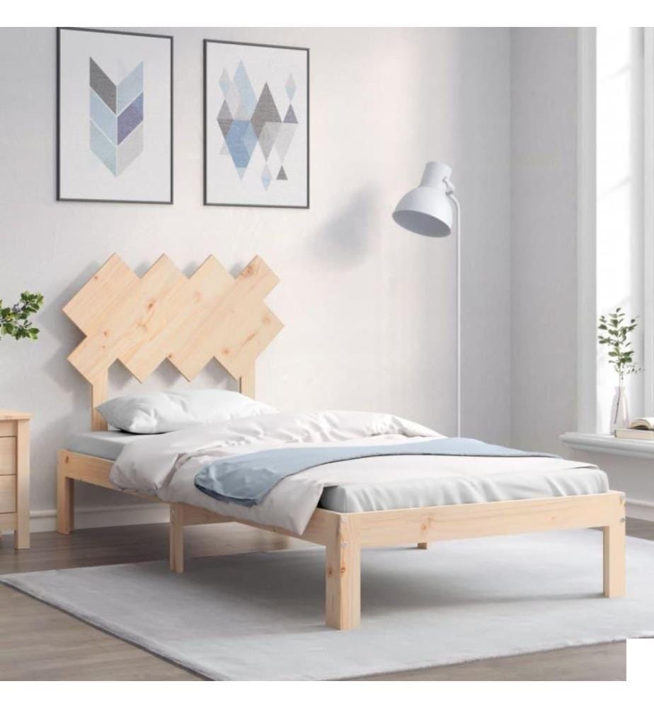 Cadre de lit avec tête de lit 90x200 cm bois massif
