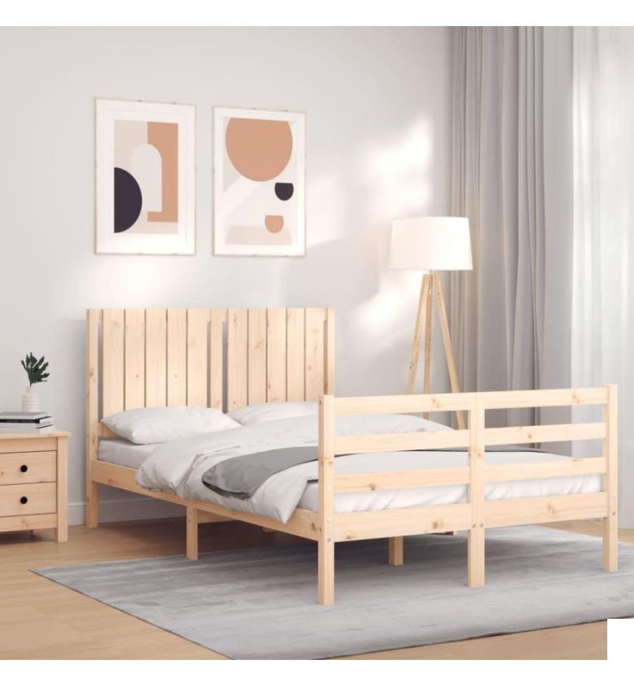 Cadre de lit avec tête de lit 120x200 cm bois massif