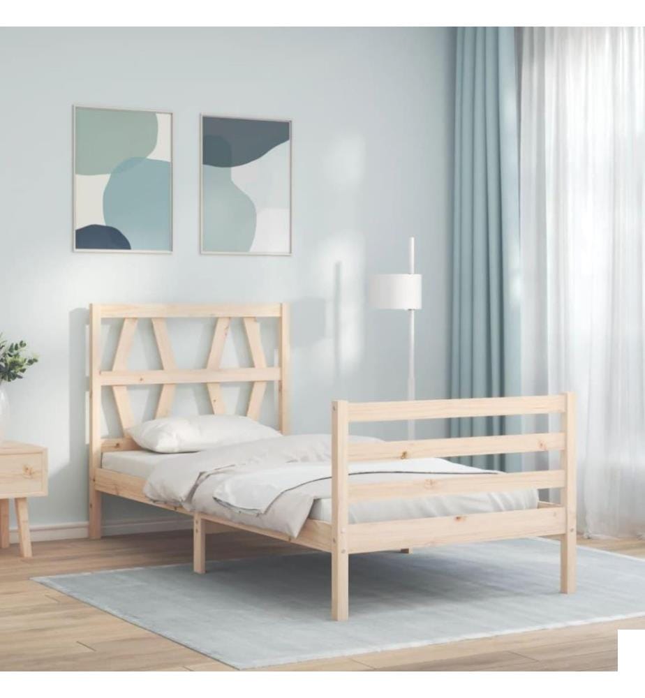 Cadre de lit avec tête de lit petit simple bois massif