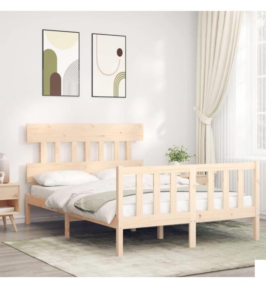 Cadre de lit avec tête de lit 140x200 cm bois massif