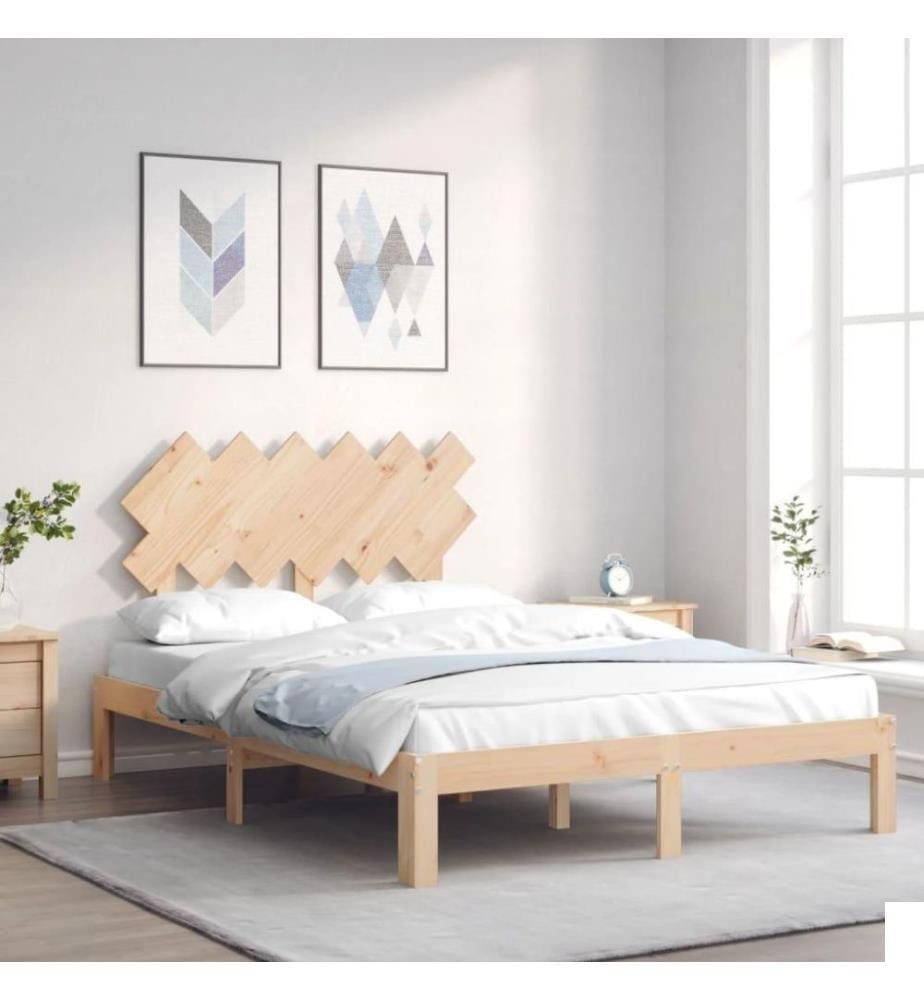 Cadre de lit avec tête de lit 120x200 cm bois massif