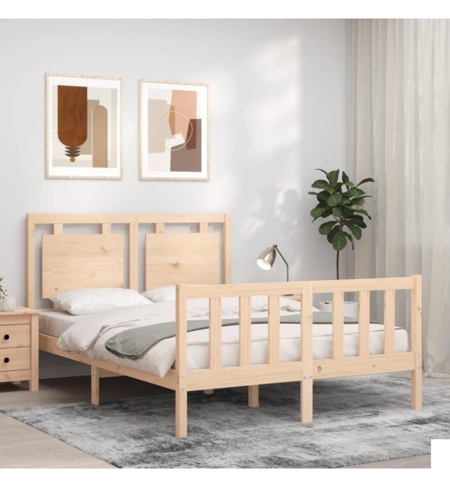 Cadre de lit avec tête de lit 140x200 cm bois massif