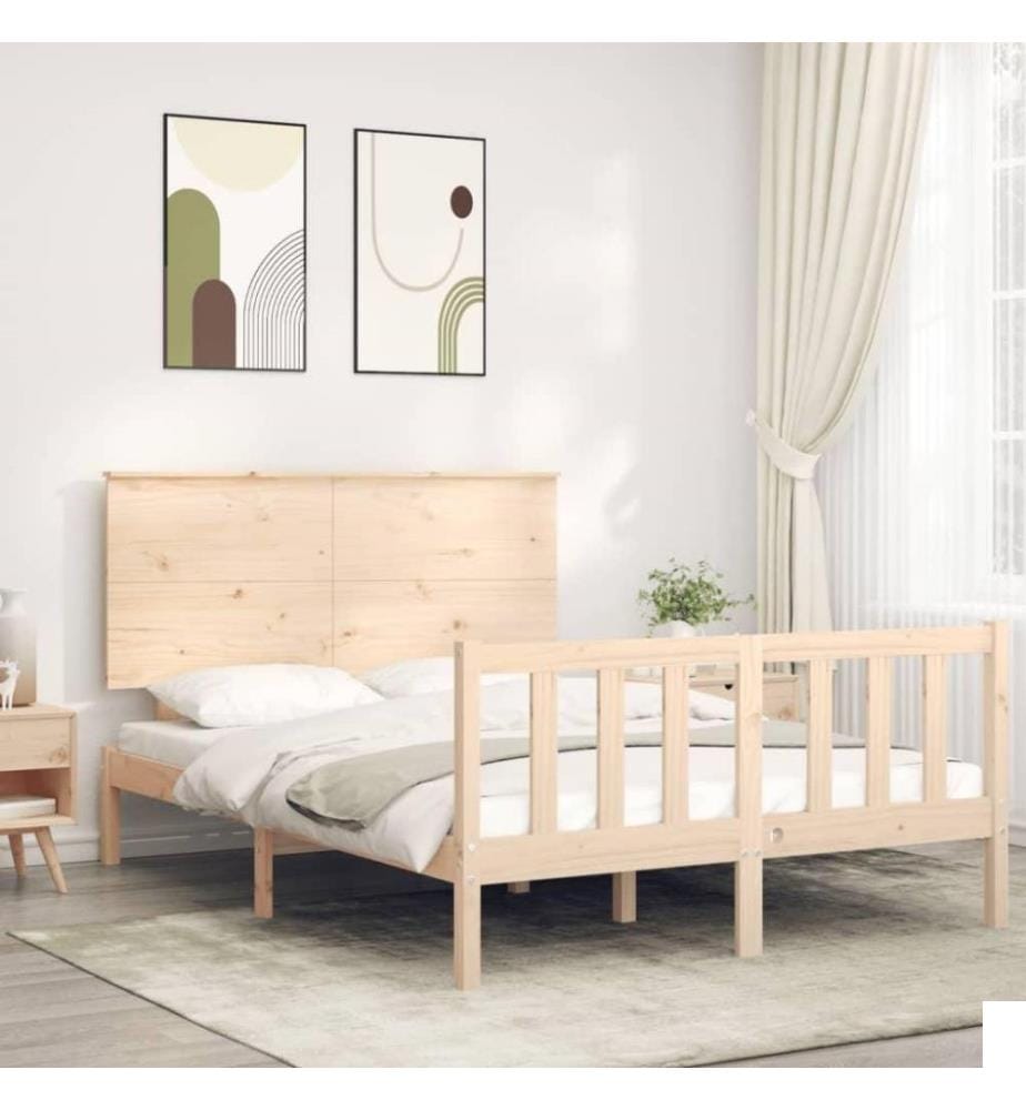 Cadre de lit avec tête de lit 140x190 cm bois massif