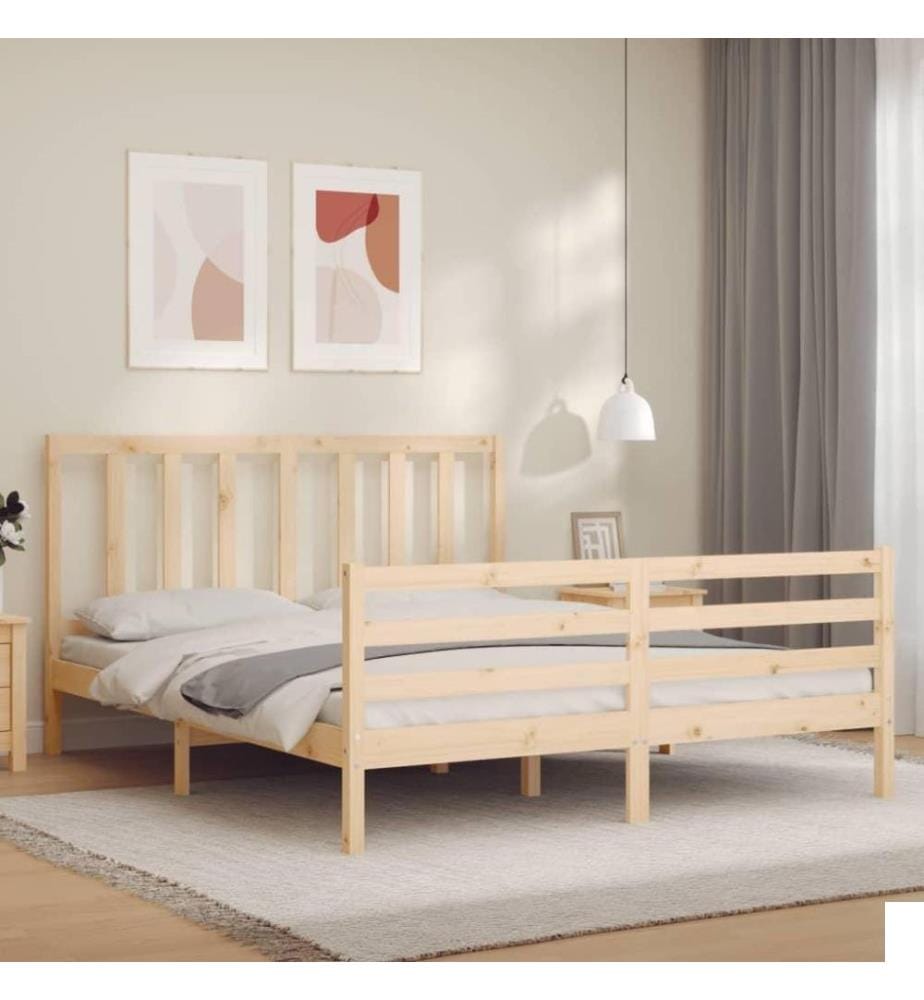 Cadre de lit avec tête de lit 160x200 cm bois massif