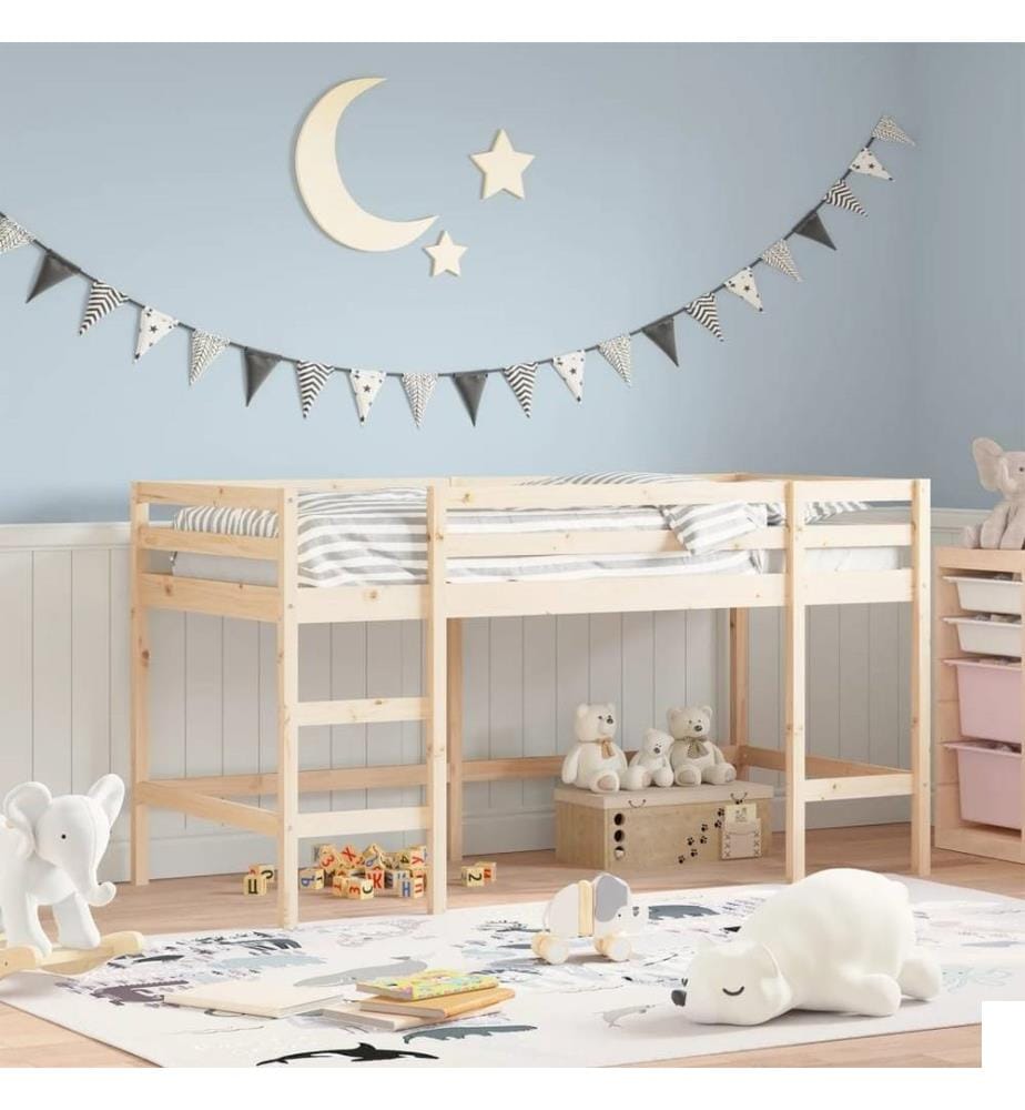 Lit mezzanine enfants échelle 80x200 cm bois pin massif