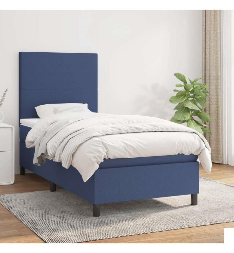 Lit à sommier tapissier avec matelas Bleu 90x190 cm Tissu