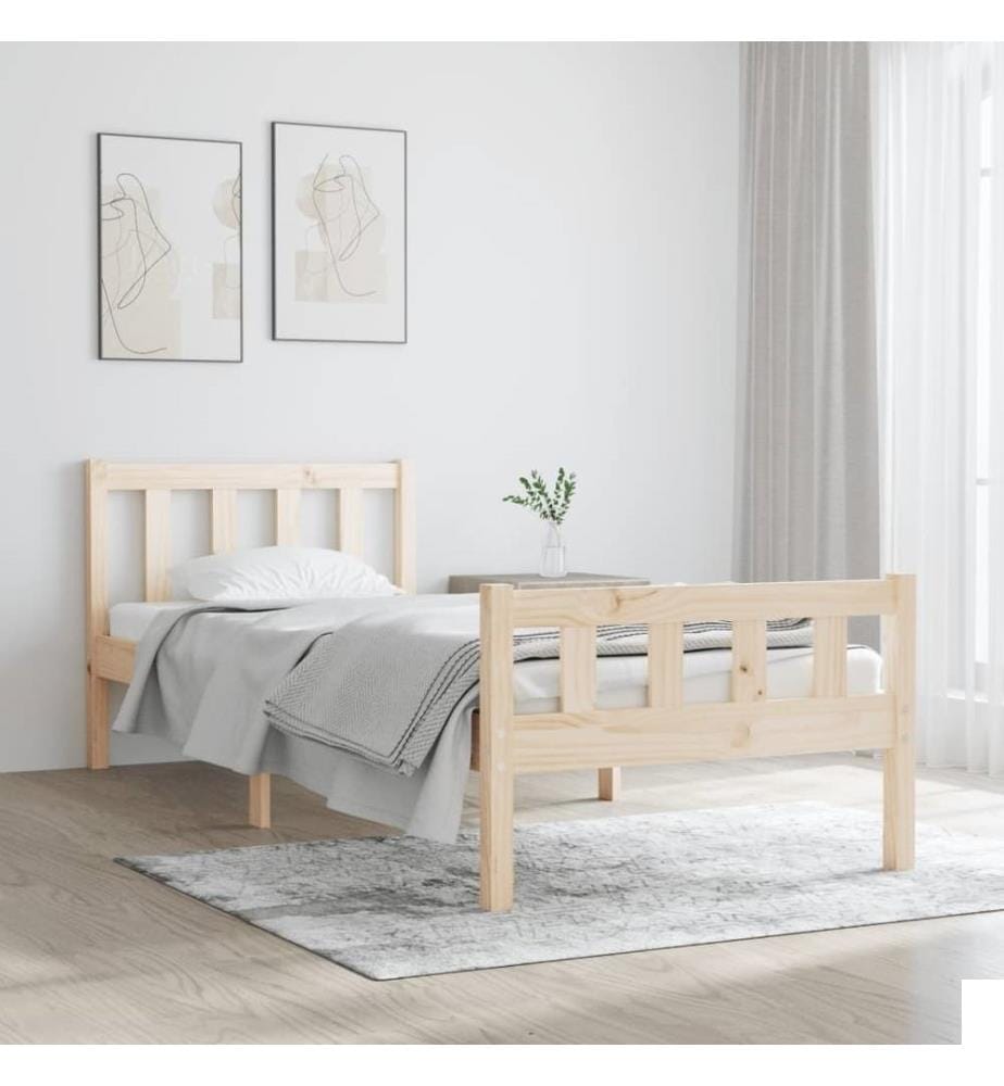 Cadre de lit bois massif 90x190 cm simple