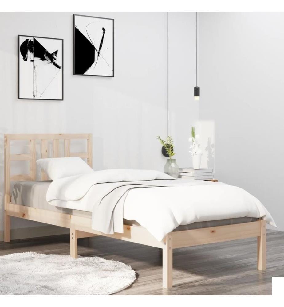 Cadre de lit bois massif 75x190 cm petit simple