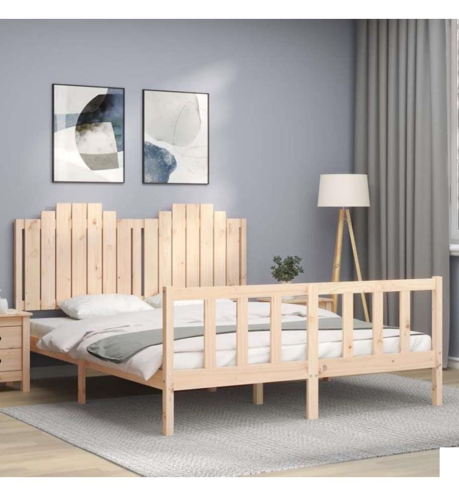 Cadre de lit avec tête de lit 160x200 cm bois massif