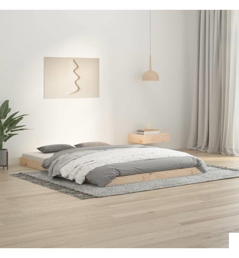 Cadre de lit 135x190 cm double bois massif de pin