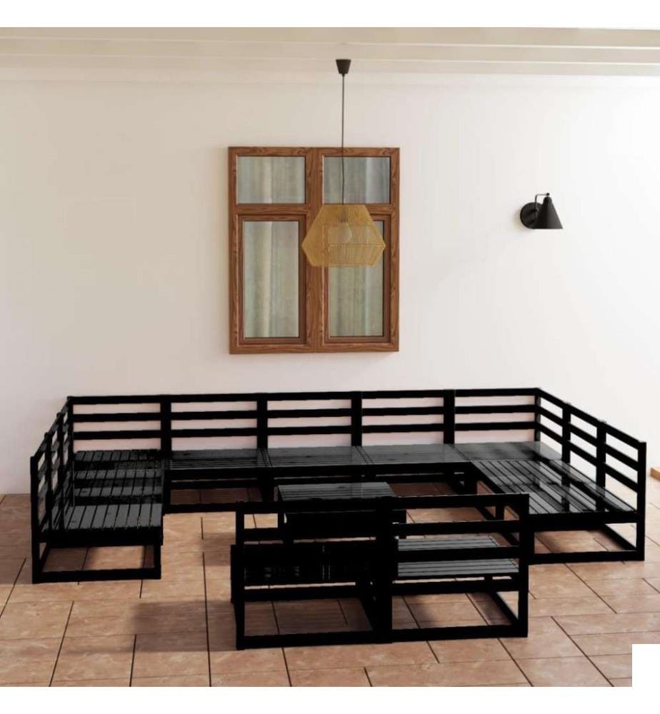 Salon de jardin 12 pcs Bois de pin massif