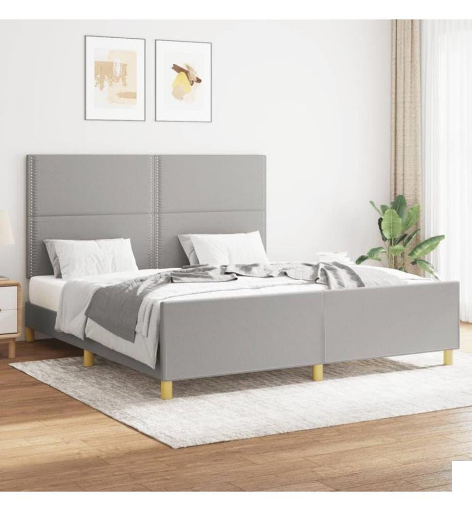 Cadre de lit avec tête de lit Gris clair 160x200 cm Tissu