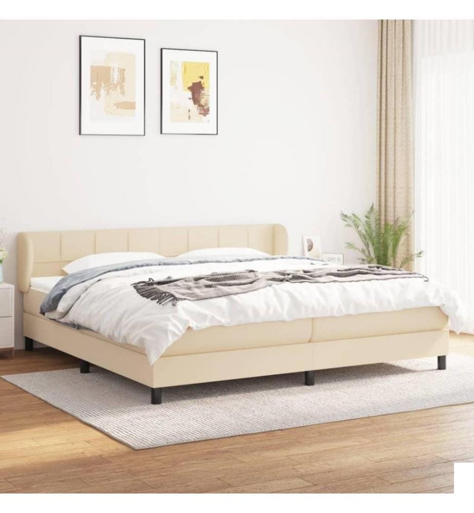 Lit à sommier tapissier avec matelas Crème 200x200 cm Tissu