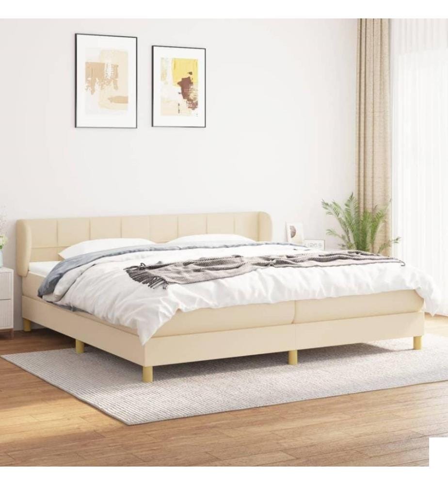 Lit à sommier tapissier avec matelas Crème 200x200 cm Tissu