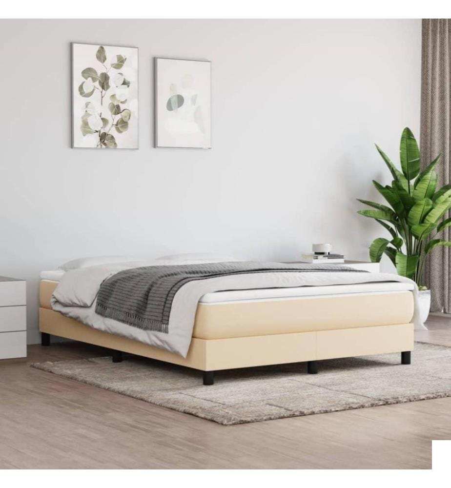Sommier à ressorts de lit Crème 140x200 cm Tissu