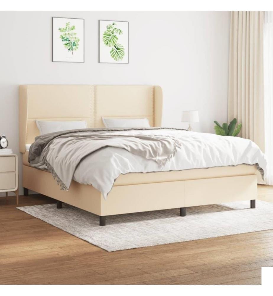 Lit à sommier tapissier avec matelas Crème 180x200 cm Tissu