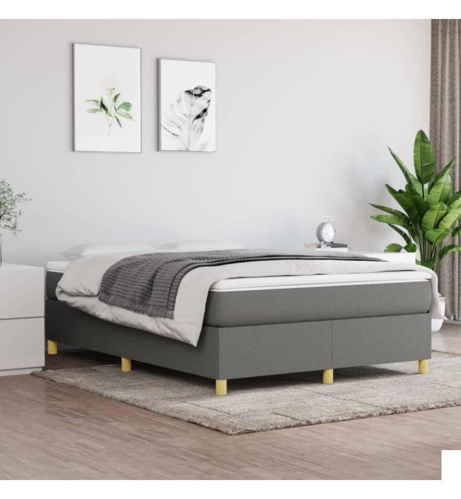 Sommier à ressorts de lit Gris foncé 140x190 cm Tissu