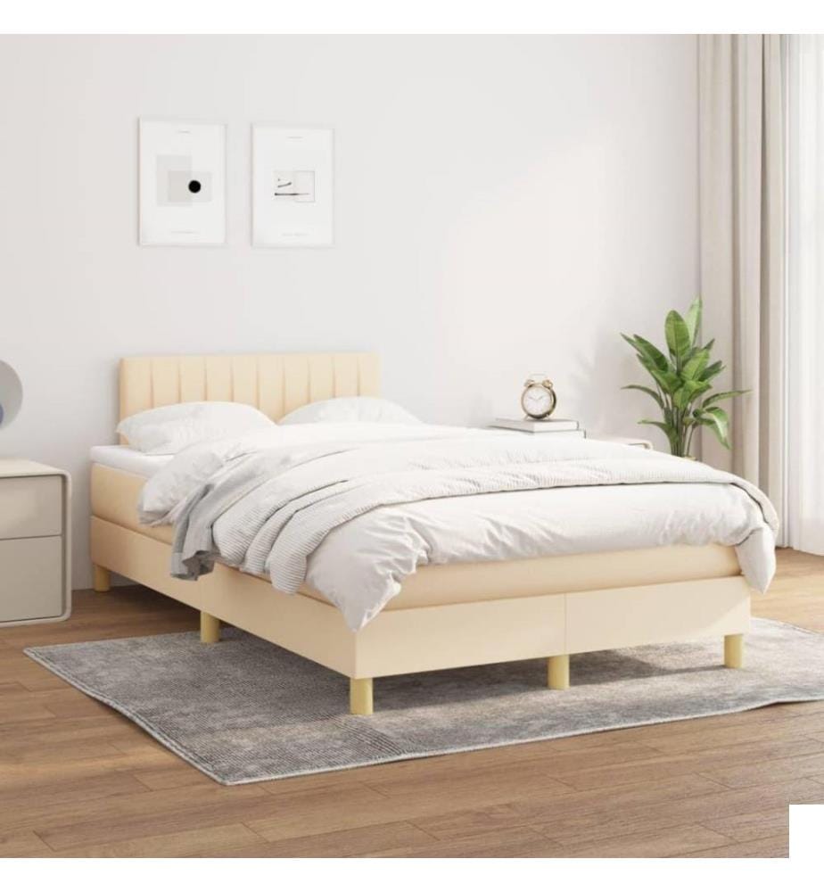 Lit à sommier tapissier avec matelas Crème 120x200 cm Tissu