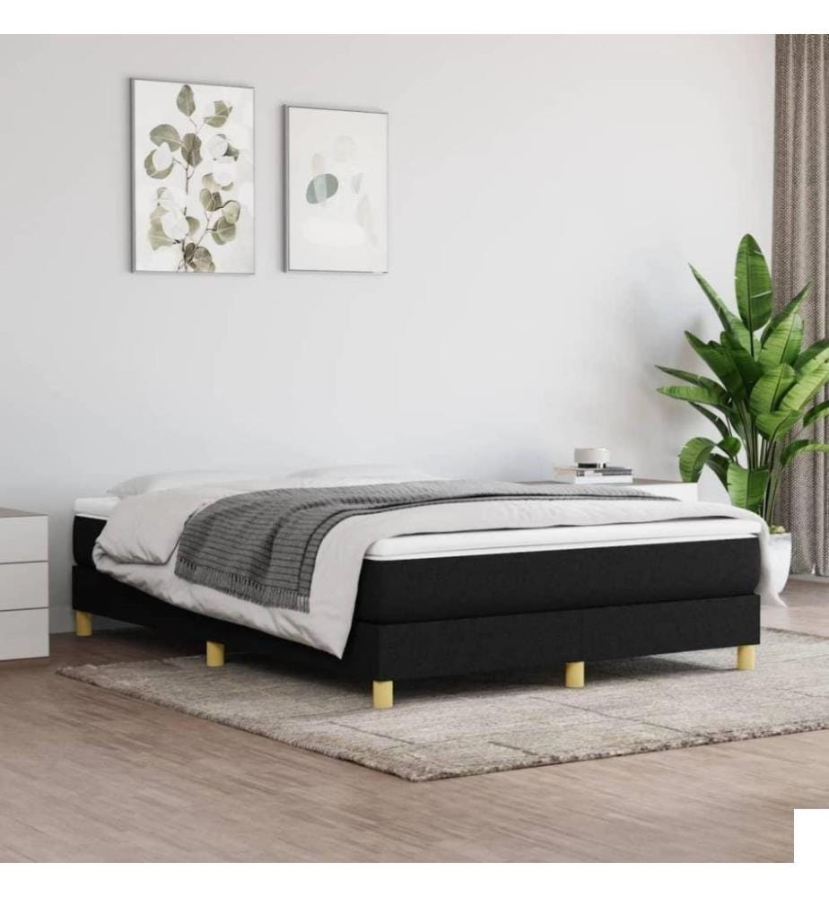 Lit à sommier tapissier avec matelas Noir 140x200 cm Tissu