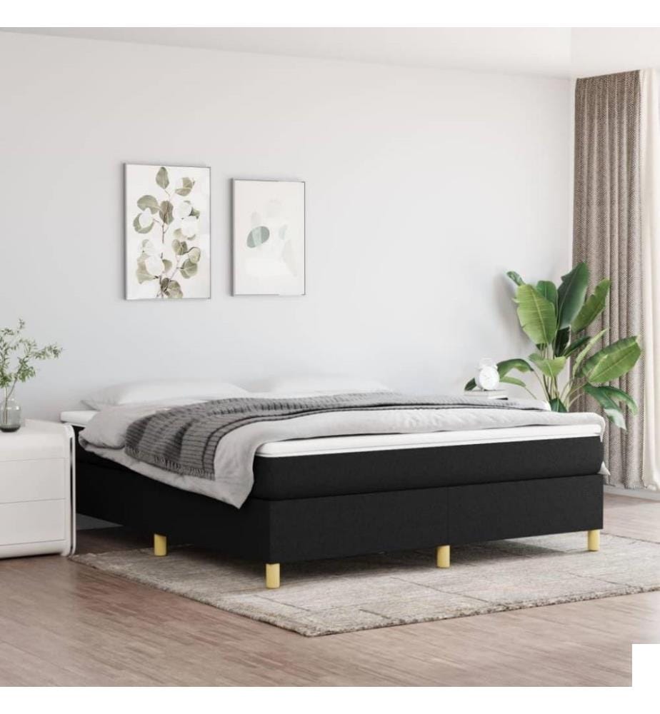 Lit à sommier tapissier avec matelas Noir 180x200 cm Tissu