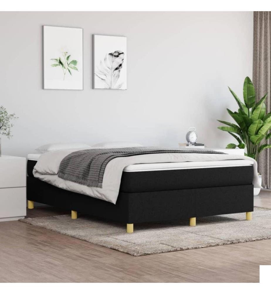 Lit à sommier tapissier avec matelas Noir 140x200 cm Tissu