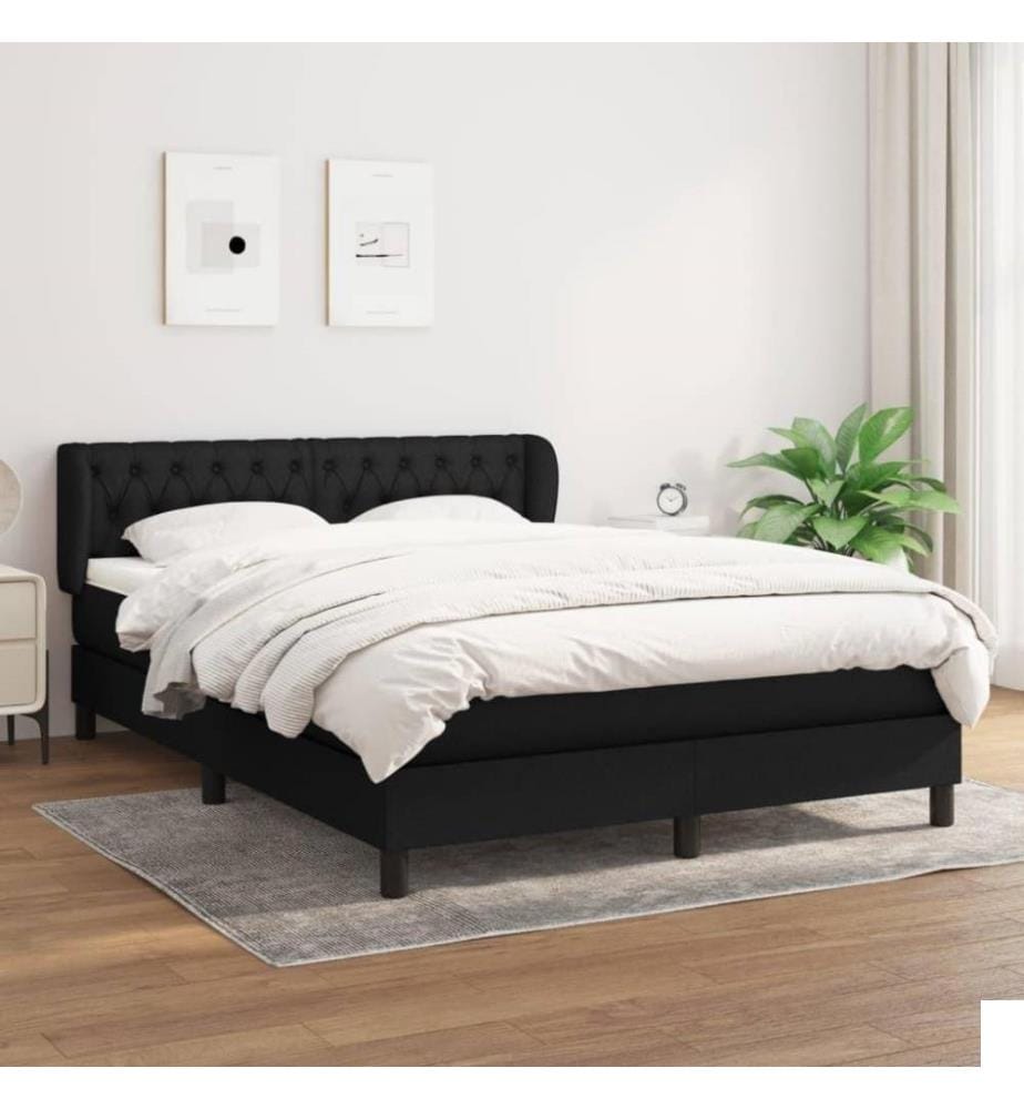 Lit à sommier tapissier avec matelas Noir 140x190 cm Tissu