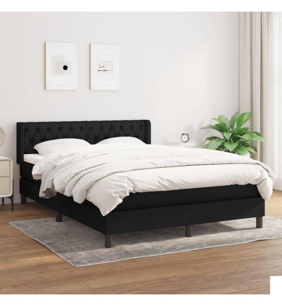 Lit à sommier tapissier avec matelas Noir 140x190 cm Tissu