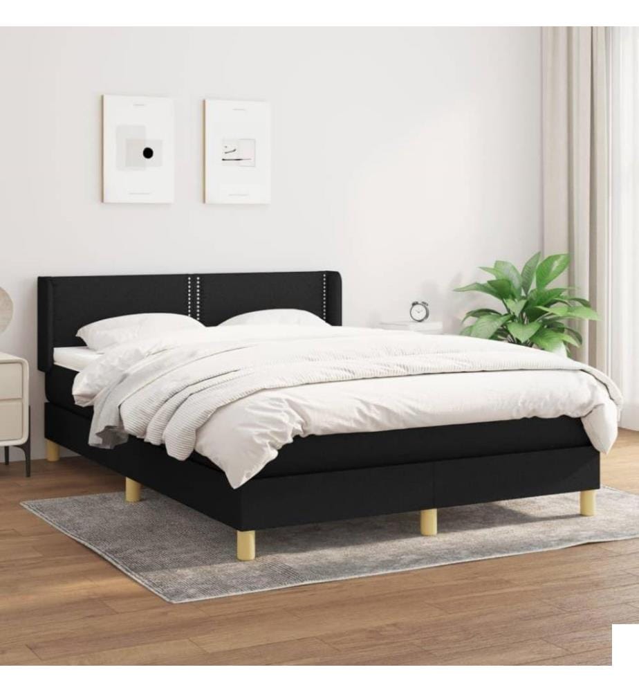 Lit à sommier tapissier avec matelas Noir 140x200 cm Tissu