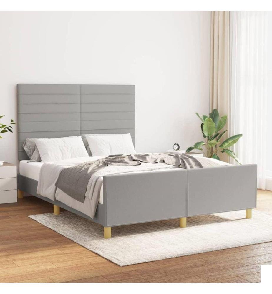 Cadre de lit avec tête de lit Gris clair 140x190 cm Tissu