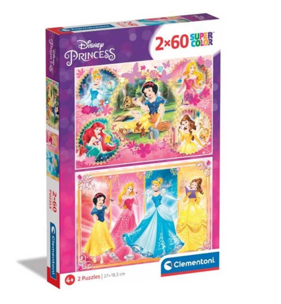 CLEMENTONI - Puzzle Princess 3 2x60 pcs., 2 différentes motifs, 27x x18cm