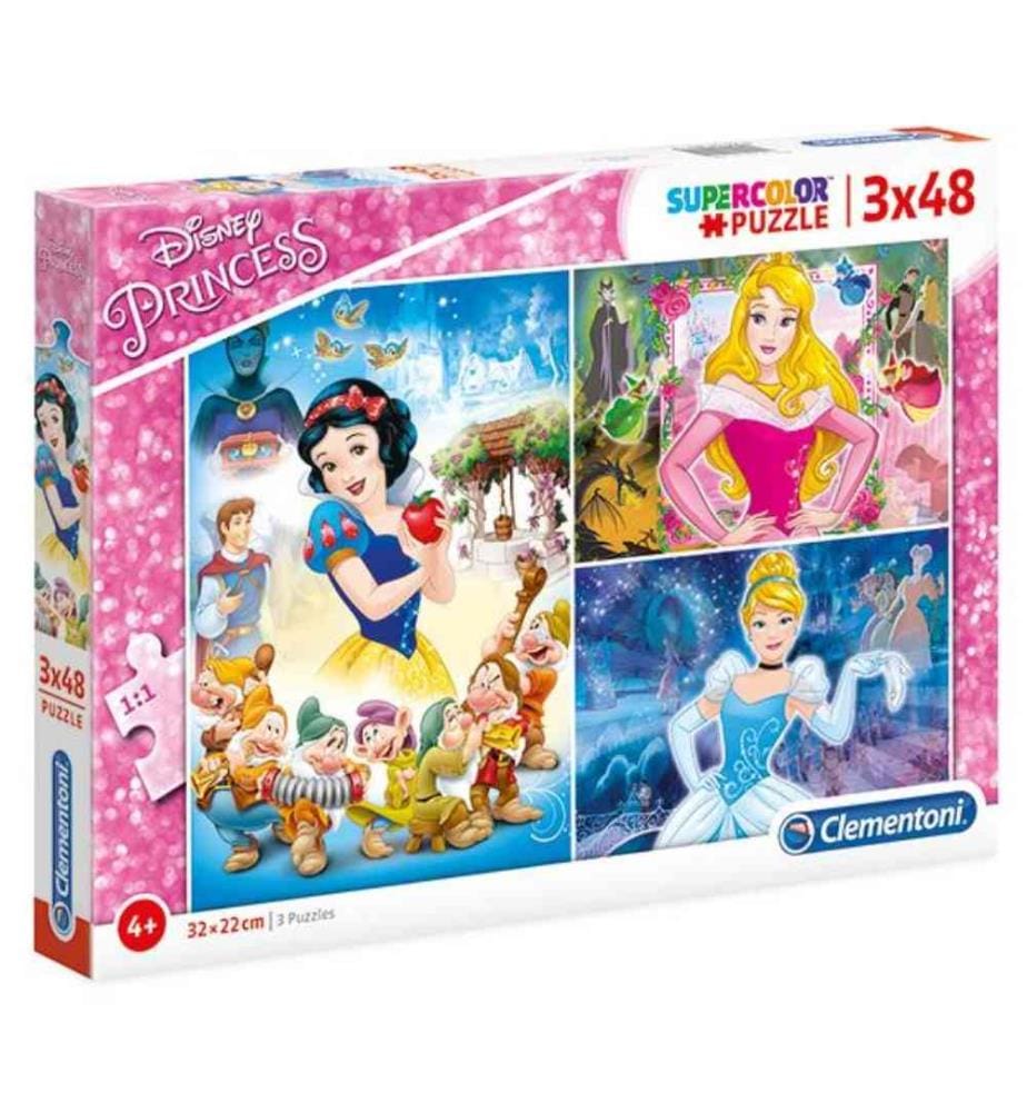 CLEMENTONI - Puzzle Princess 3x48 pcs., 3 differentes Motifs, 32 x 22cm