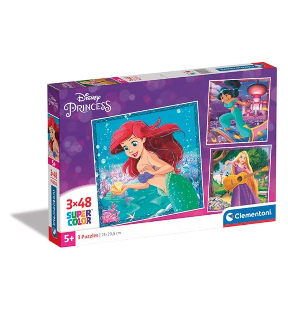 CLEMENTONI - Puzzle Princess 3x48 pcs., 3 differentes Motifs, 20.5x21 cm