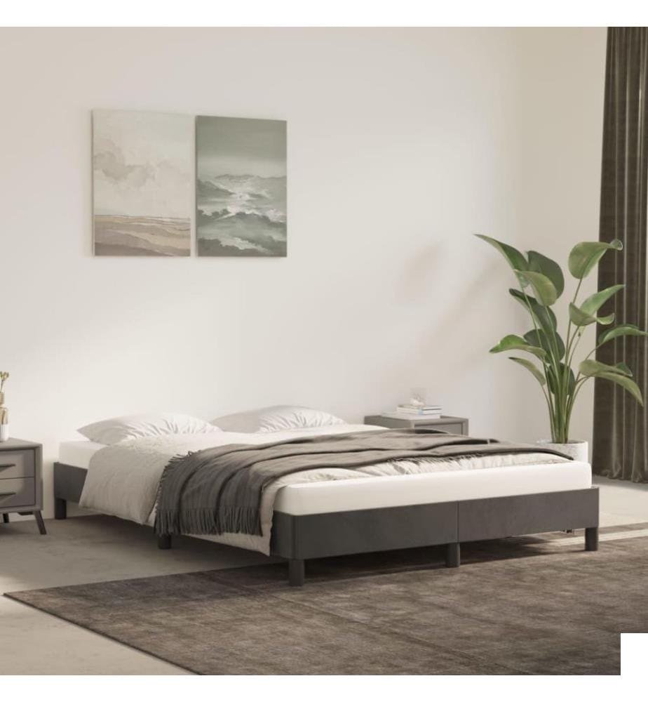 Cadre de lit Gris foncé 140x190 cm Velours