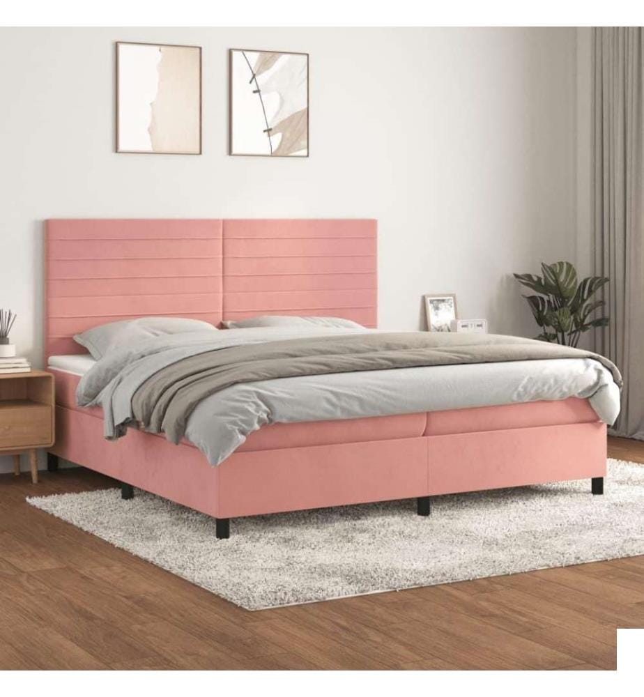 Lit à sommier tapissier avec matelas Rose 200x200 cm Velours