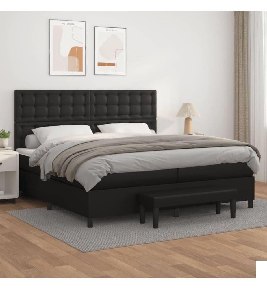 Lit à sommier tapissier avec matelas Noir 200x200 cm Similicuir