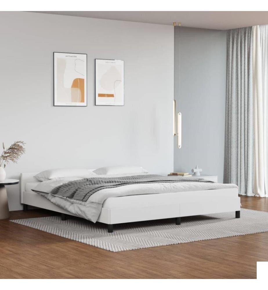 Cadre de lit avec tête de lit Blanc 180x200 cm Similicuir