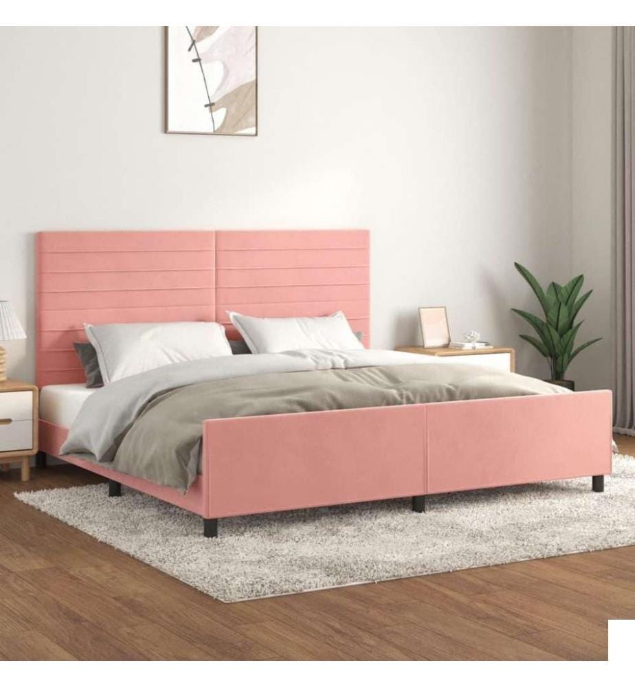 Cadre de lit avec tête de lit Rose 200x200 cm Velours