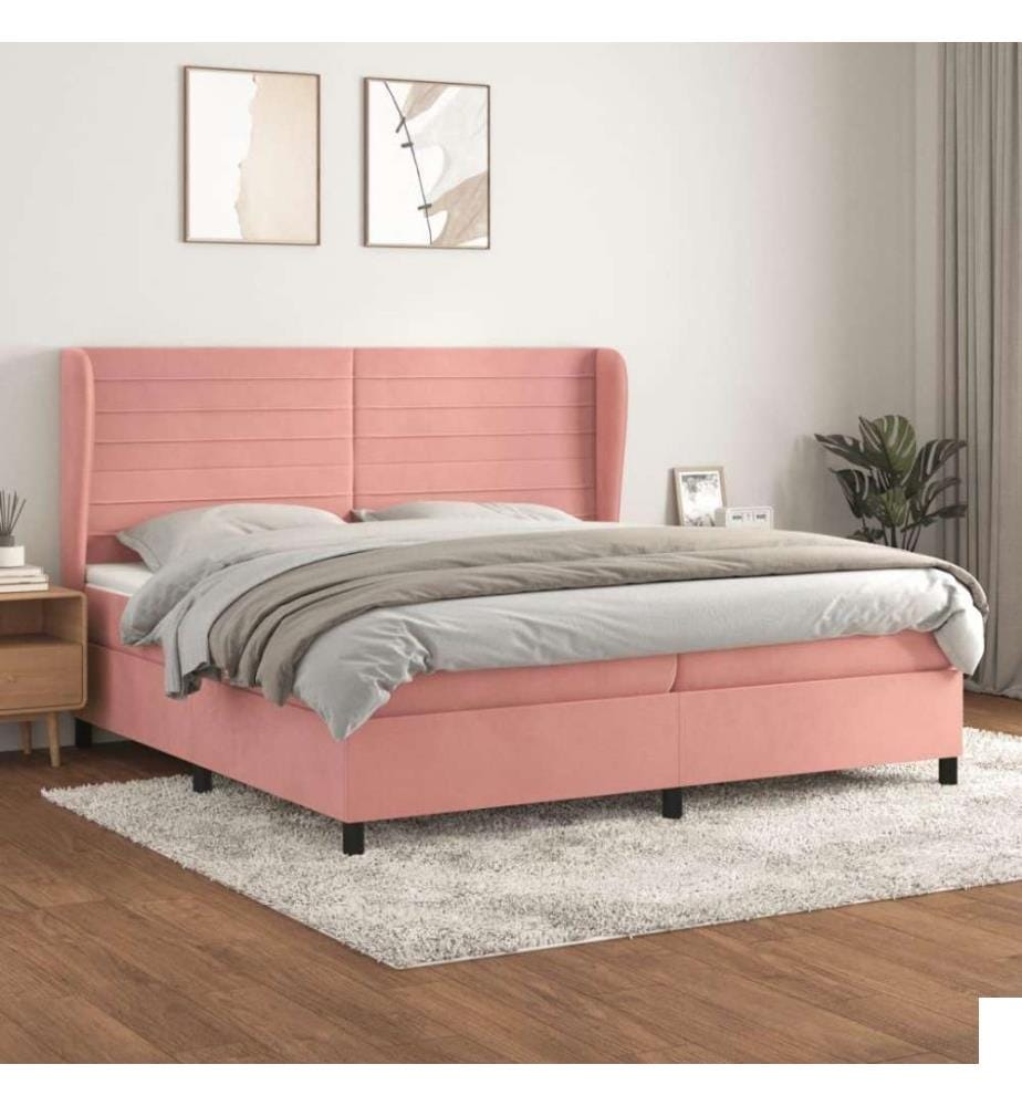 Lit à sommier tapissier avec matelas Rose 200x200 cm Velours