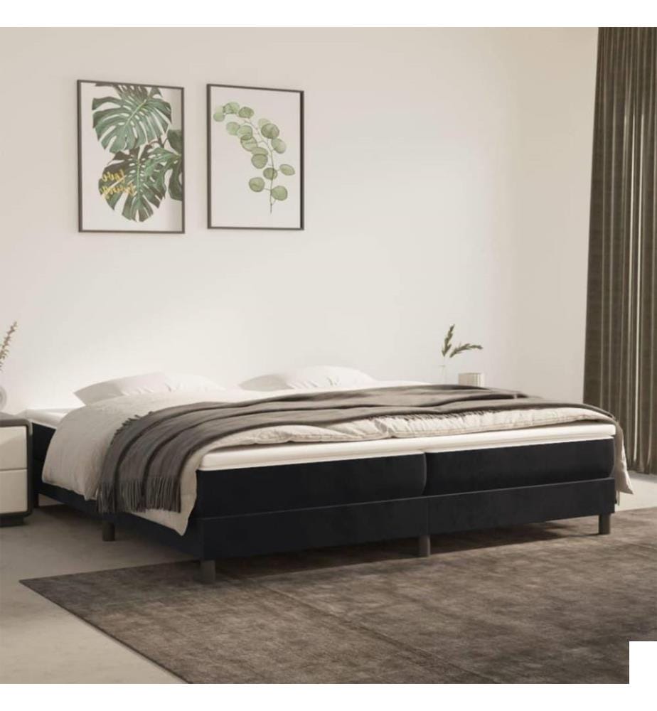 Lit à sommier tapissier et matelas Noir 200x200 cm Velours