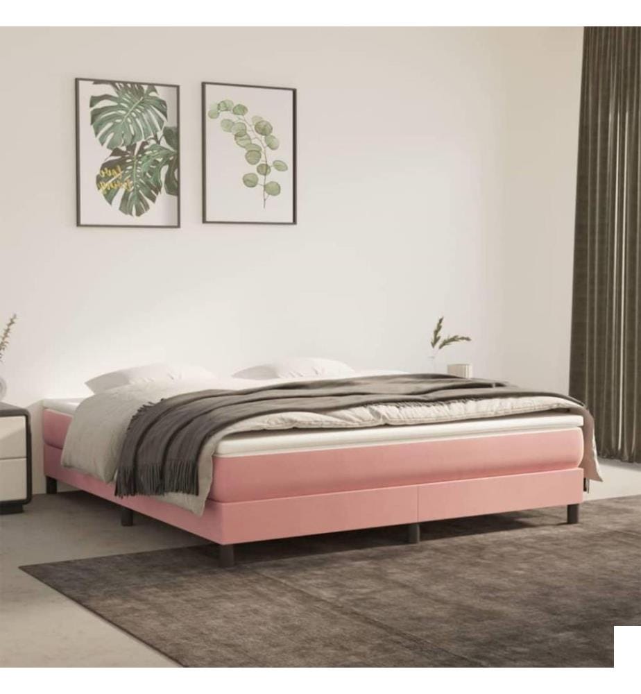 Lit à sommier tapissier avec matelas Rose 160x200 cm Velours